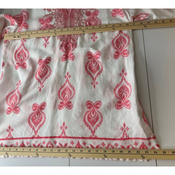 Charter Club Linen Tunic Womens Large Embroidered 3/4 Sleeve Boho Coastal Beach - Picture 6 of 7